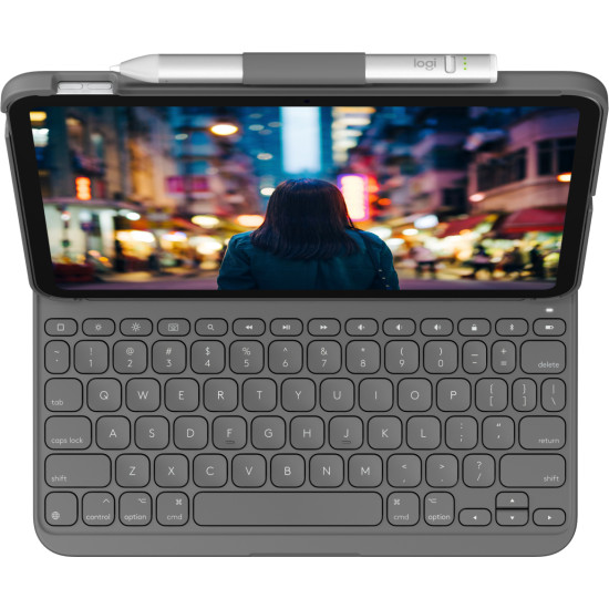 Logitech Slim Folio QWERTY Danish, Finnish, Norwegian, Swedish Bluetooth Grey