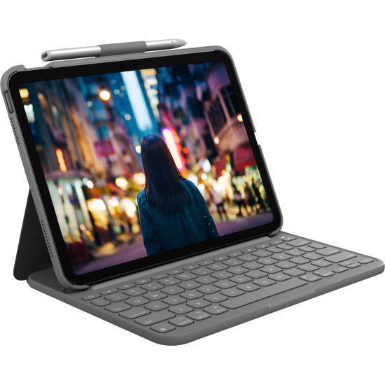 Logitech Slim Folio QWERTY Danish, Finnish, Norwegian, Swedish Bluetooth Grey