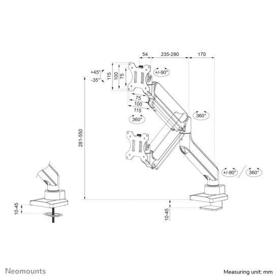 Neomounts desk monitor arm