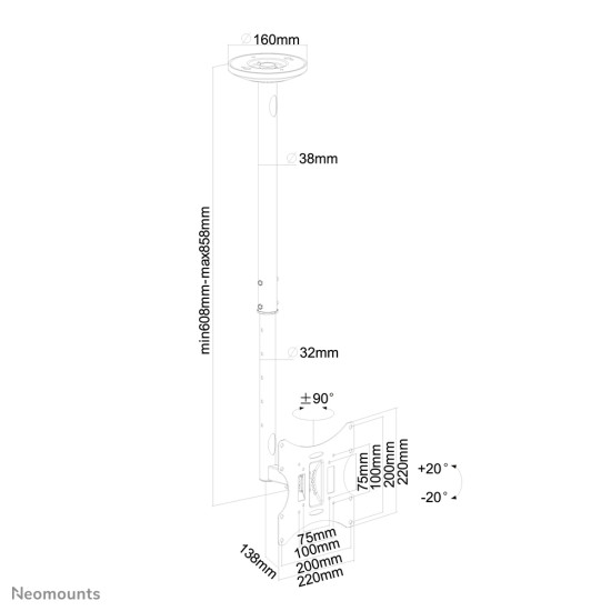 Neomounts monitor ceiling mount