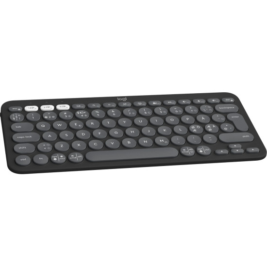 Logitech Pebble Keys 2 K380s keyboard Universal RF Wireless + Bluetooth QWERTY Danish, Finnish, Norwegian, Swedish Graphite