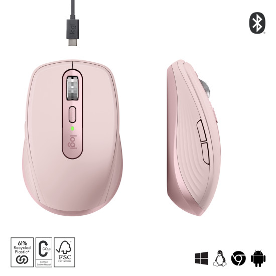 Logitech MX Anywhere 3S mouse Office Right-hand RF Wireless + Bluetooth Laser 8000 DPI