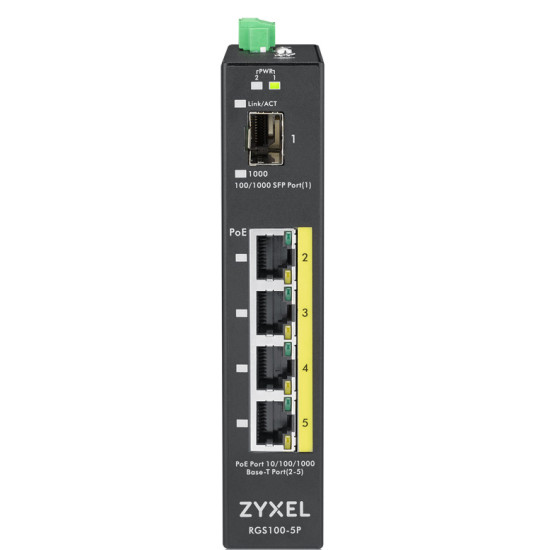 Zyxel RGS100-5P Unmanaged L2 Gigabit Ethernet (10/100/1000) Power over Ethernet (PoE) Black