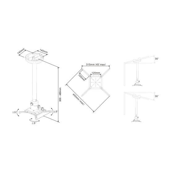 Multibrackets M Universal Projector Ceiling Mount 300-480 with Finetune