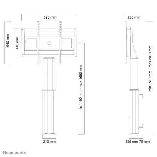 Neomounts motorised wall mount