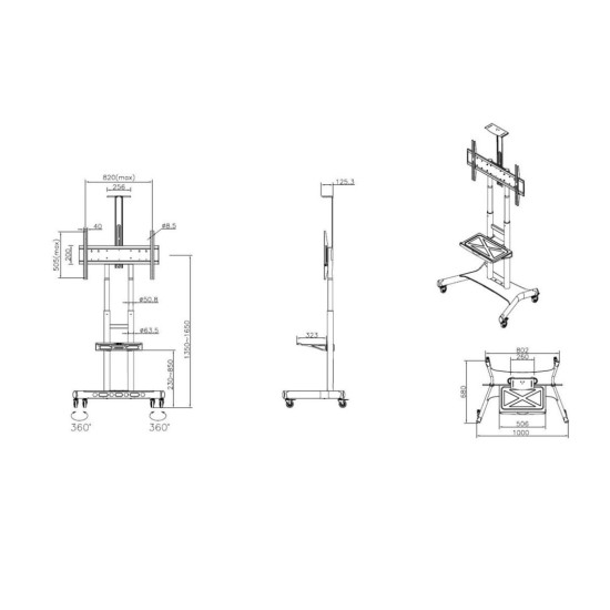 Multibrackets M Public Floorstand Basic 180 incl shelf & camera holder