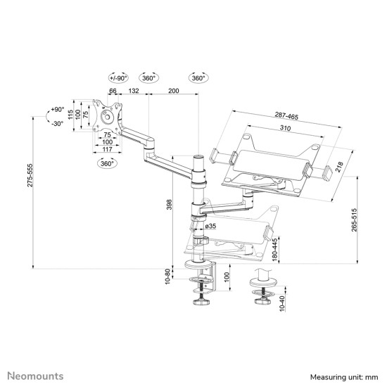 Neomounts monitor/laptop desk mount