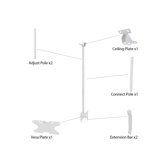 Multibrackets M Public Ceilingmount Small Single White 1500