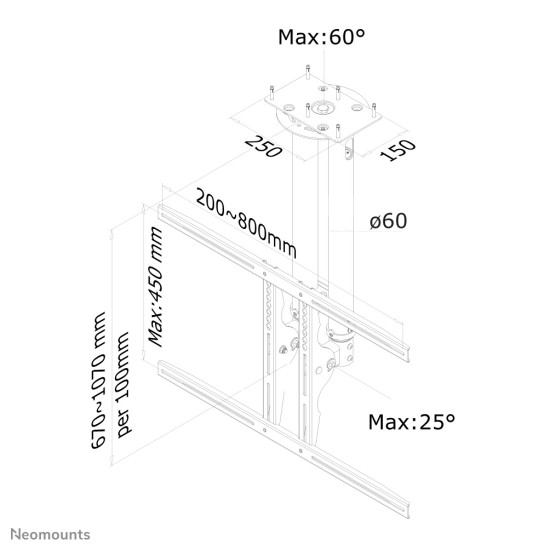 Neomounts monitor ceiling mount