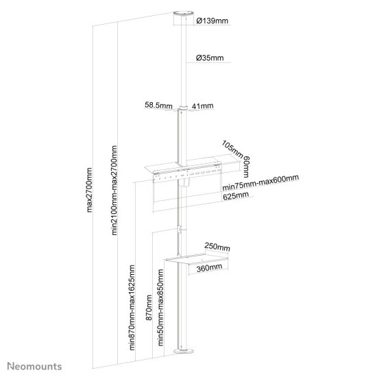 Neomounts ceiling-to-floor mount