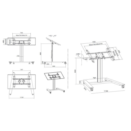 Multibrackets M Public Display Stand 80 HD Wheelbase Single Black