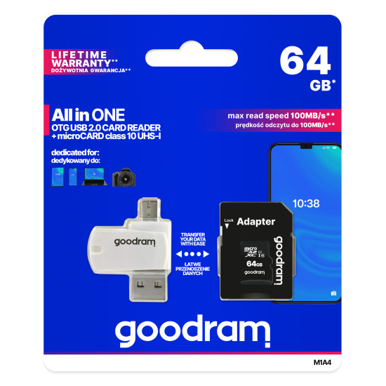 Goodram M1A4 All in One 64 GB MicroSDXC UHS-I Class 10