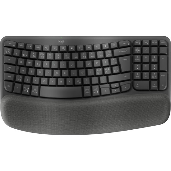 Logitech Wave Keys keyboard Office RF Wireless + Bluetooth QWERTY Danish, Finnish, Norwegian, Swedish Graphite