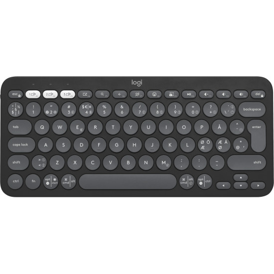 Logitech Pebble Keys 2 K380s keyboard Universal RF Wireless + Bluetooth QWERTY Danish, Finnish, Norwegian, Swedish Graphite