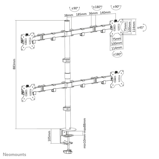 Neomounts desk monitor arm