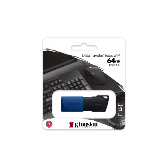 Kingston Technology DataTraveler 64GB USB3.2 Gen 1 Exodia M (Black + Blue)