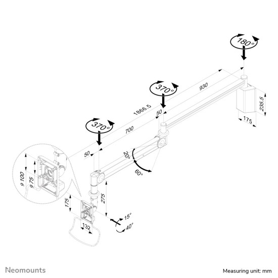 Neomounts medical wall mount