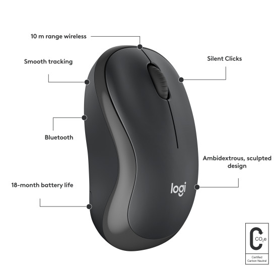 Logitech M240 mouse Travel Ambidextrous Bluetooth