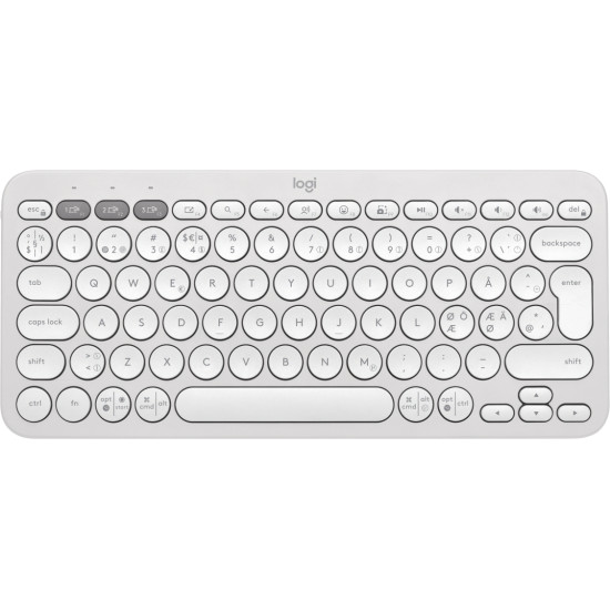 Logitech Pebble Keys 2 K380s keyboard Universal RF Wireless + Bluetooth QWERTY Danish, Finnish, Norwegian, Swedish White